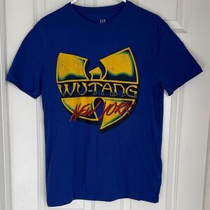 GAP Blue tee with yellow Wu-Tang graphic
